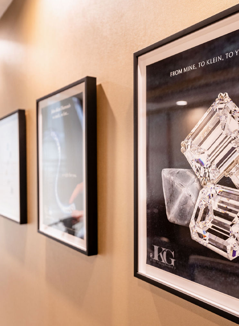 A wall of framed achievements